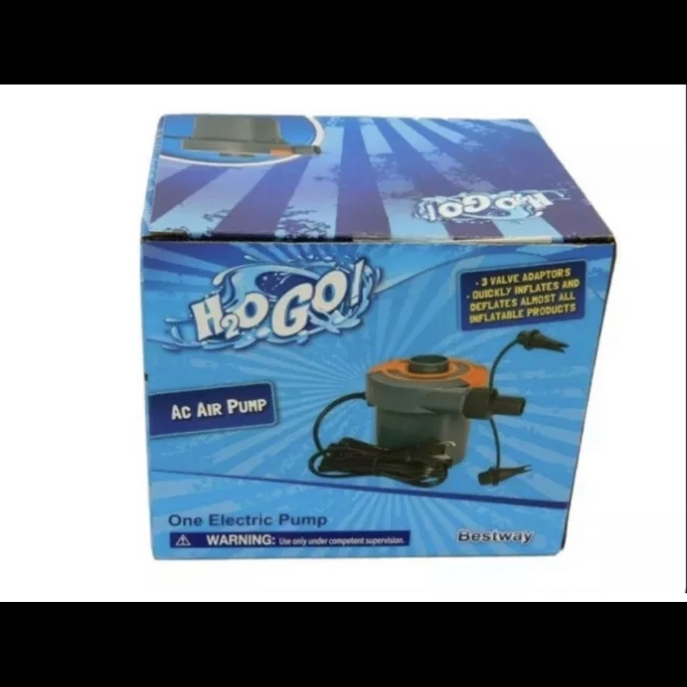 New H2O Go Electric AC Air Pump 3 Valve Adaptors Inflates & Deflates Bestway